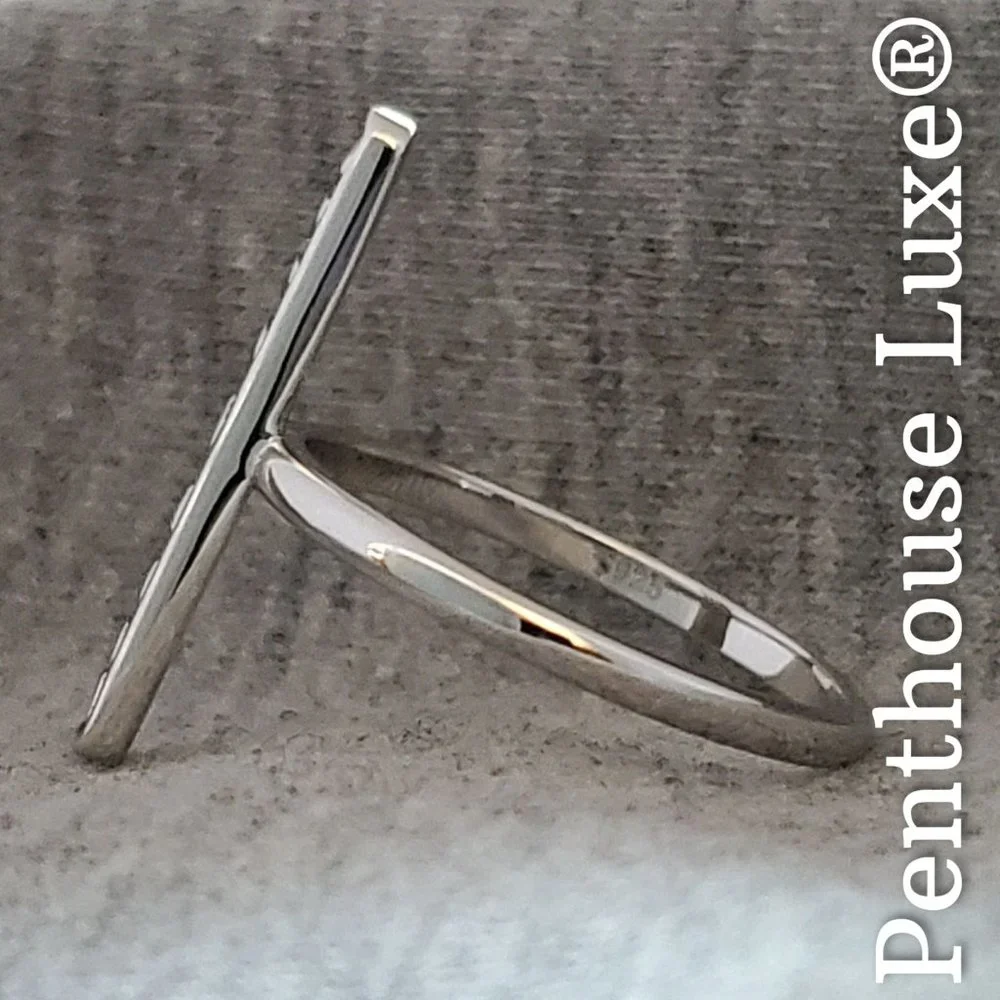 SOLID 925 Sterling Silver Silver Moon Phase Vertical Stacked Ring
